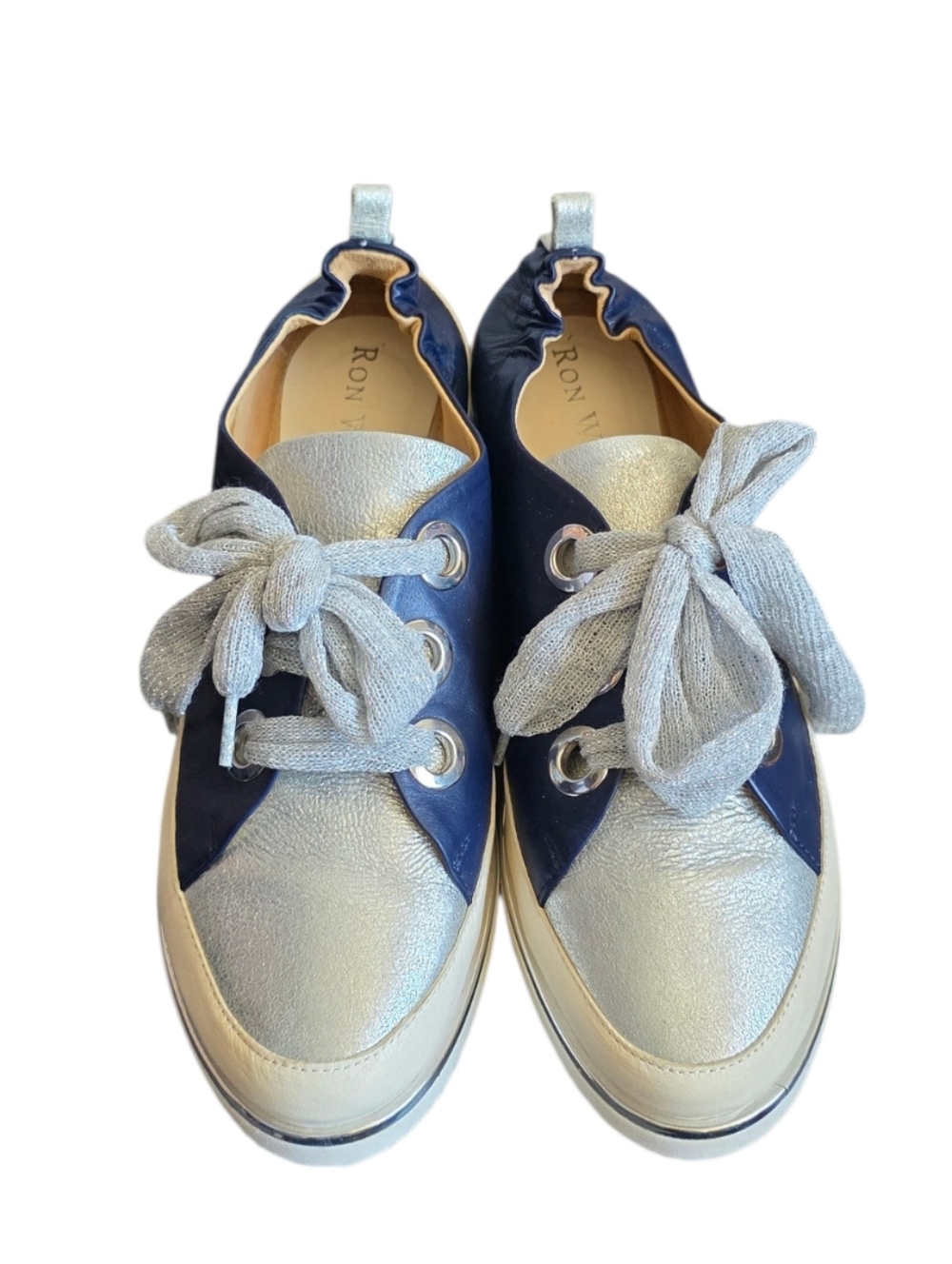 RON WHITE Leather Novena Platform Sneakers